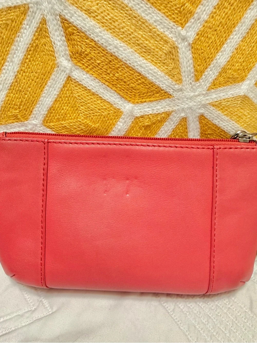Coach Coral Pink Leather Wristlet Clutch